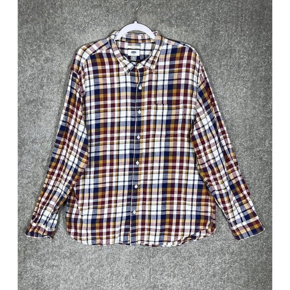 Old Navy Slim Fit Long Sleeve Plaid Flannel Button Down Shirt Mens Size XXL - Picture 1 of 15